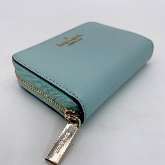 Kate Spade Darcy Sky Blue Pebbled Leather Zip Around Card Case - Picture 7 of 10